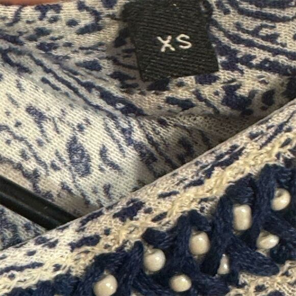 The Kooples Sunrise Blue Paisley Boho Tassel Blouse XS Romantic Bohemian Top - Picture 9 of 11